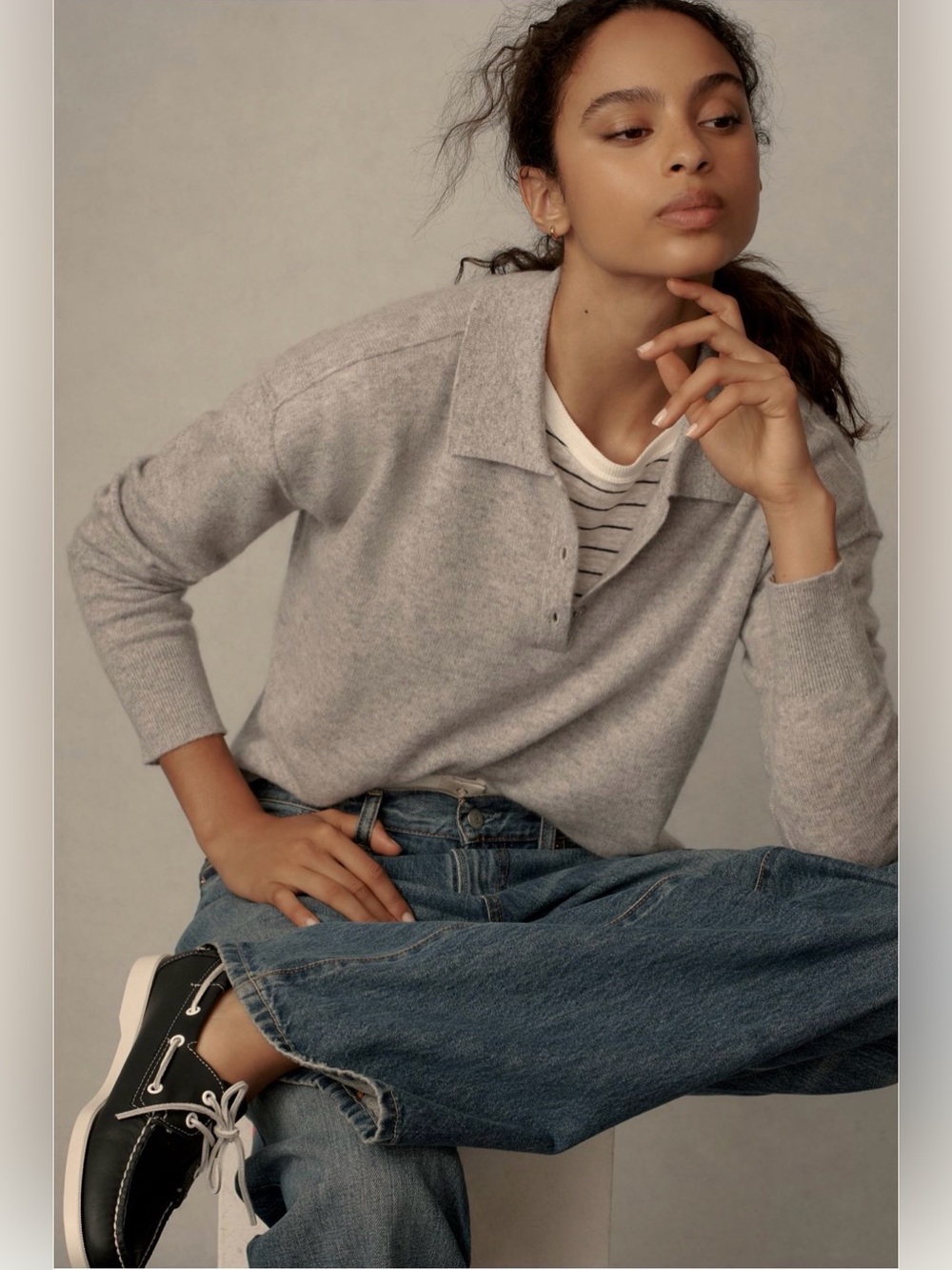 Anthropologie Jensen 100% Cashmere Crop
Polo Sweater NWT
